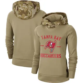 Tampa Bay Buccaneers Women's Khaki 2019 Salute to Service Therma Pullover Hoodie