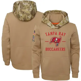Tampa Bay Buccaneers Youth Khaki 2019 Salute to Service Therma Pullover Hoodie
